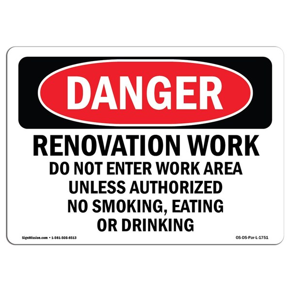 Sign, 3.5" H, 5" W, Renovation Work Area, Landscape, DS-D-35-L-1751-10PK